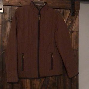 Brown and black light puffer coat